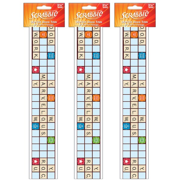 Eureka Scrabble Letters Extra Wide Die Cut Deco Trim, 37 Feet/Pack, PK3 845149 - main